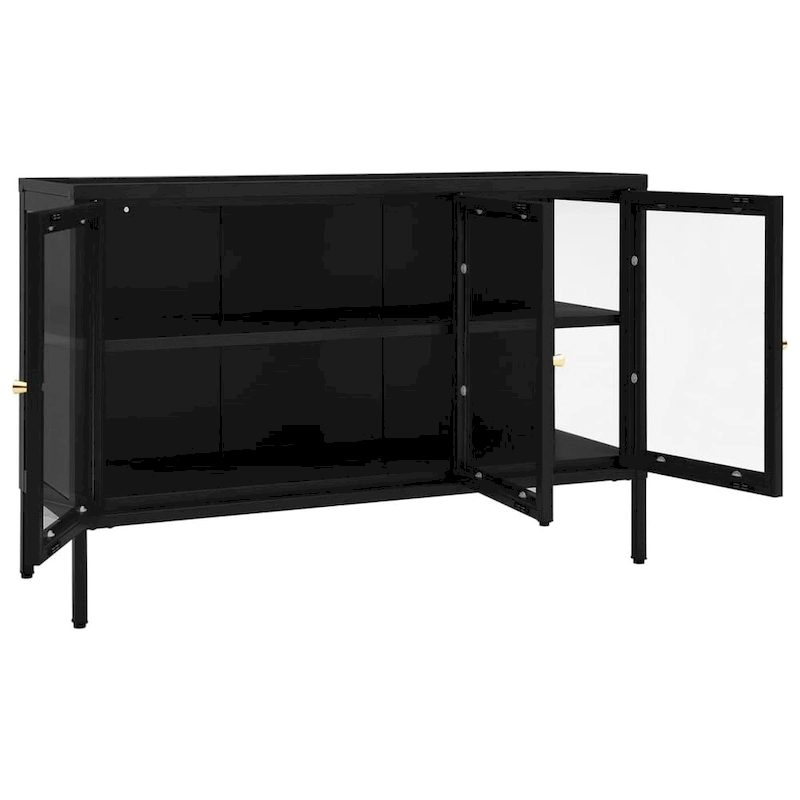 vidaXL Sideboard Black 41.3 x13.8 x27.6  Steel and Glass