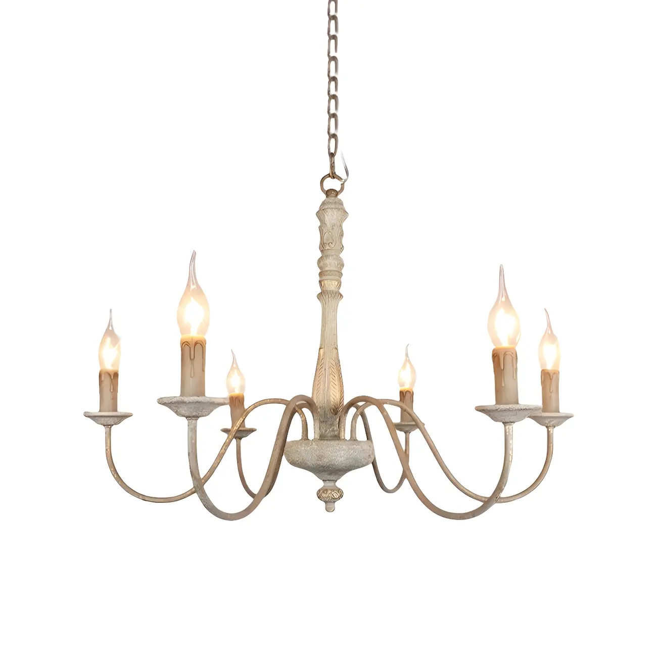 Traditional Adjustable 6-light Empire Wood Candelabra Chandelier