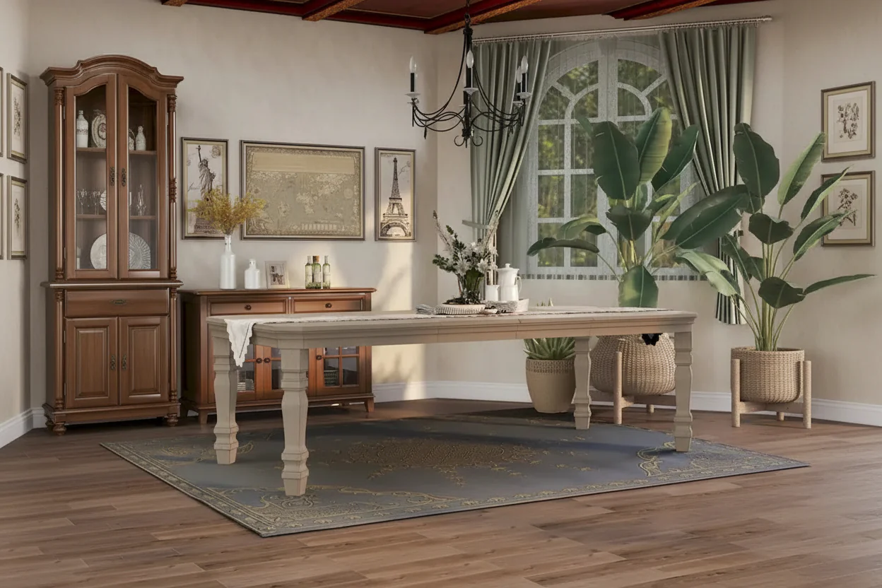 White 100-inch Wood Expandable Dining Table