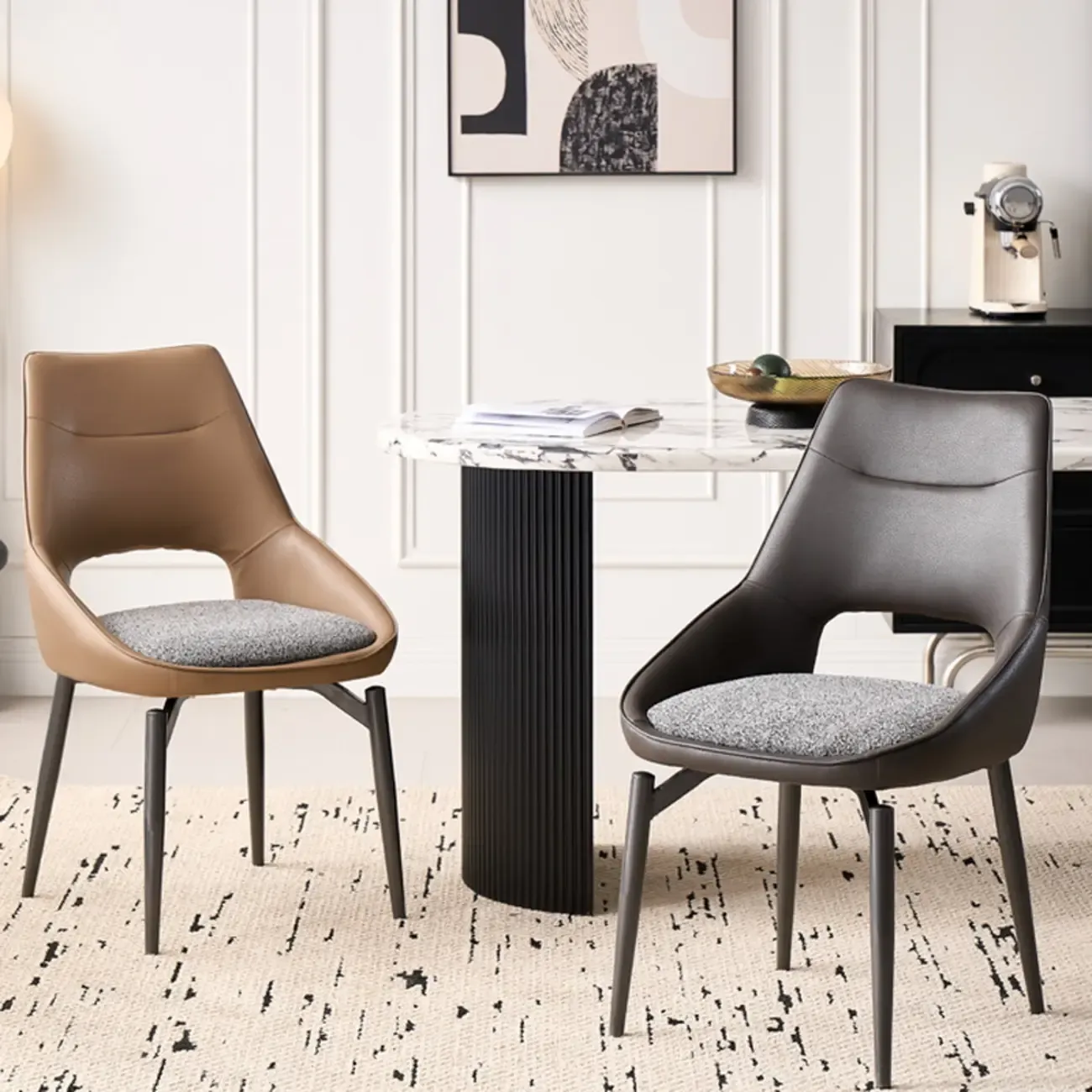 Modern Upholstered Open Back Armless Dining Chair