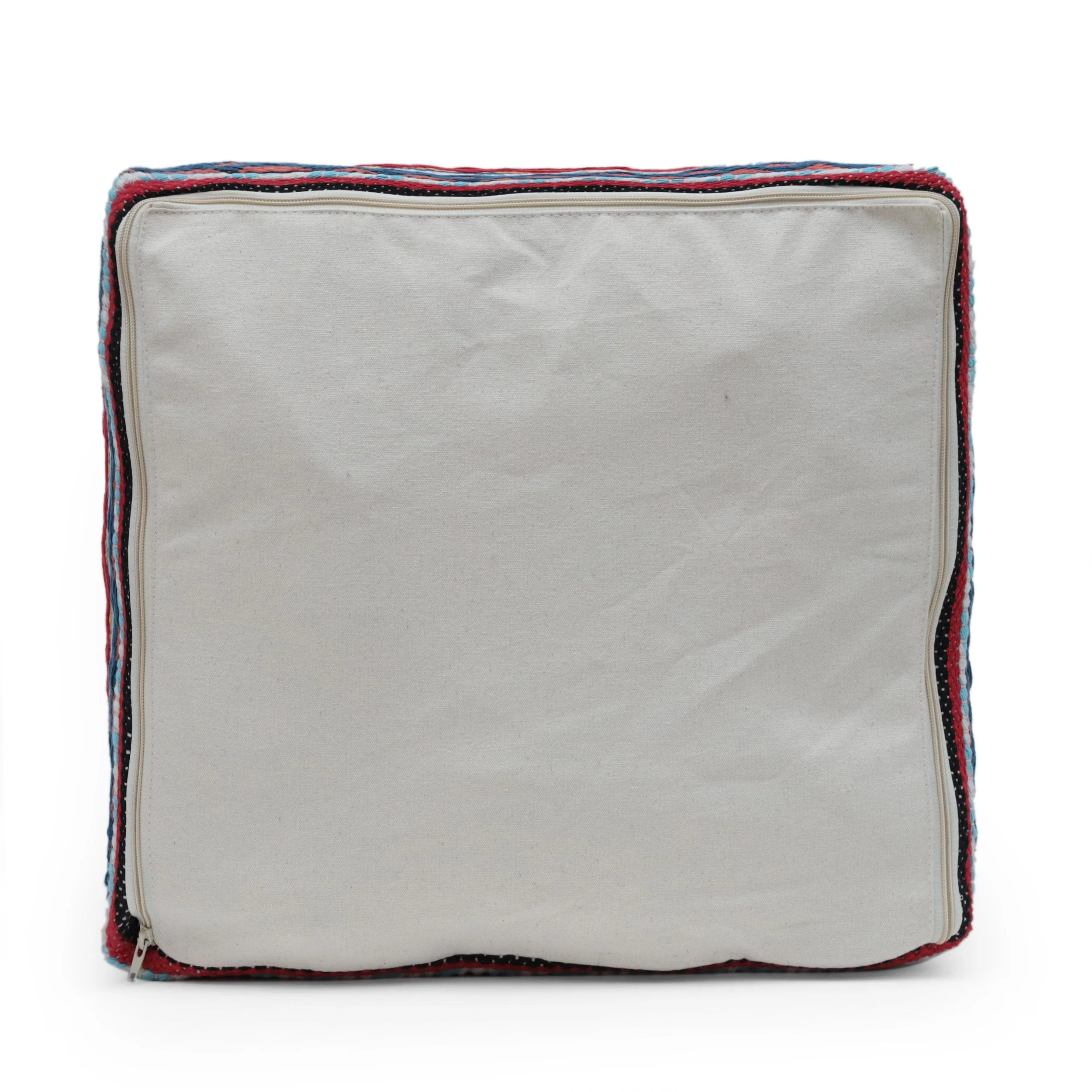 Boho Handcrafted Peruvian Print Cube Pouf - NH615413