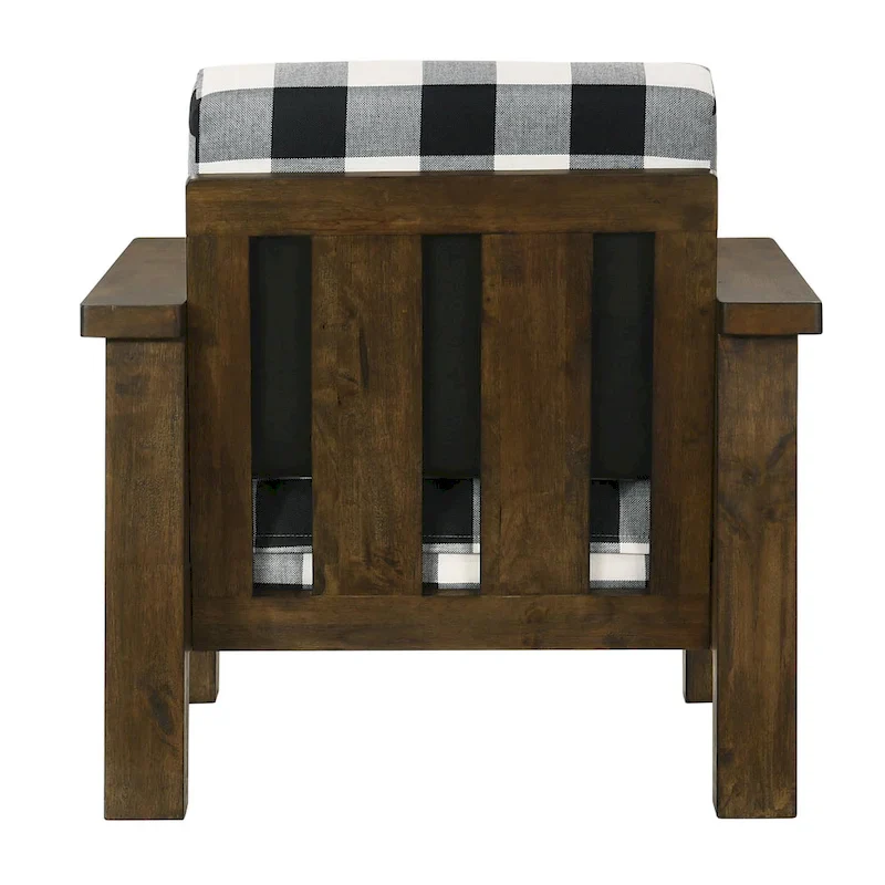Rustic Oak Plaid Accent Chair - Single Seat