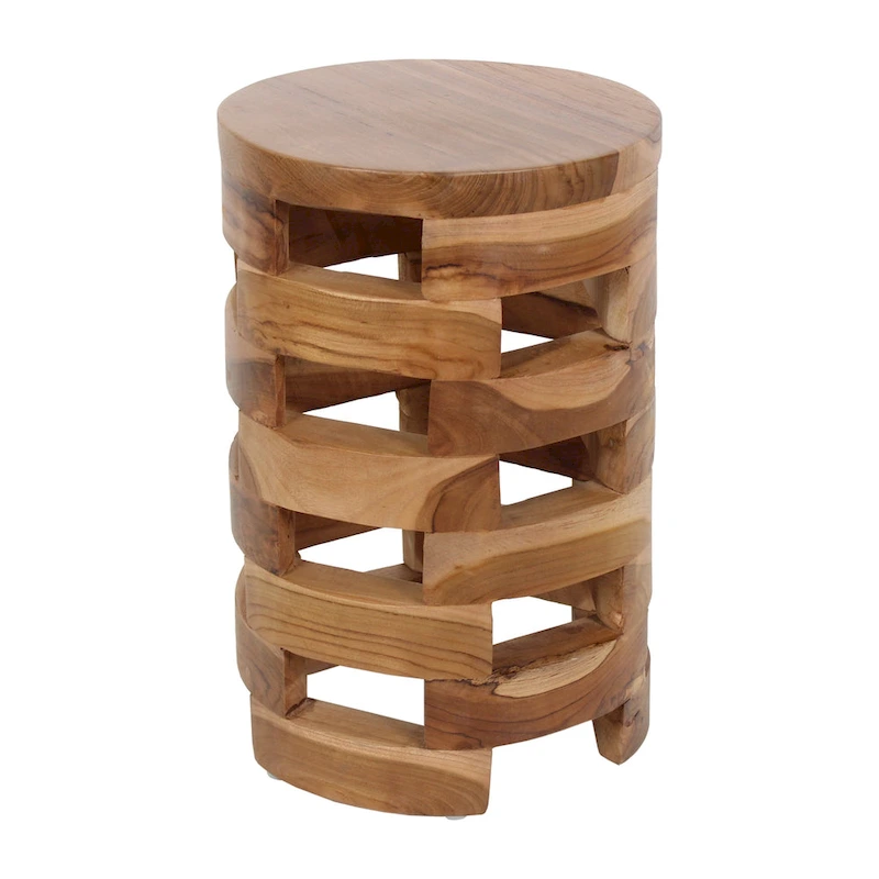 Solid Wood Open Slat Round Accent Table by East at Main
