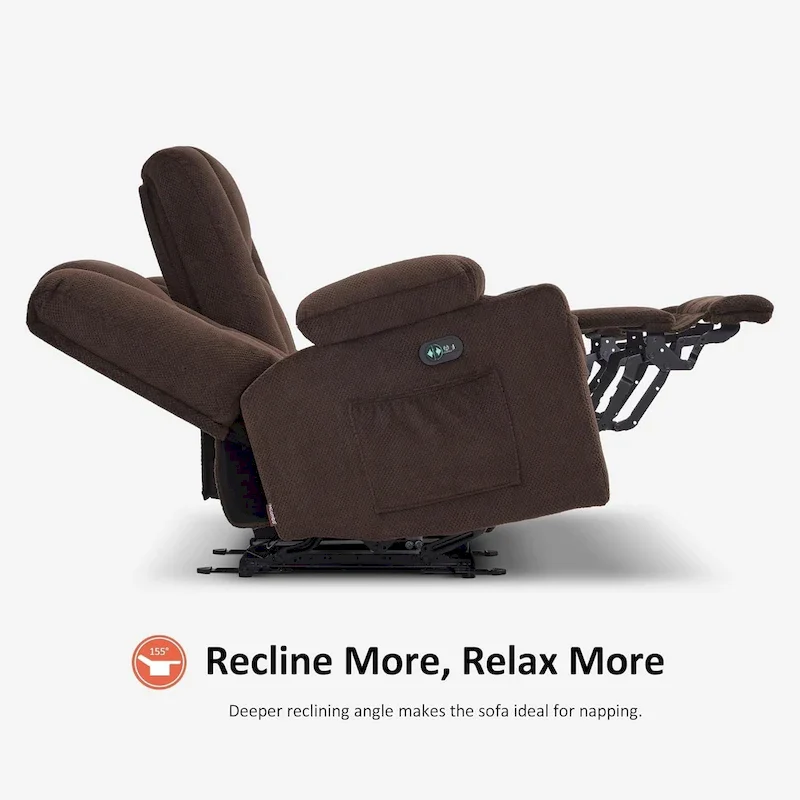 Electric Power Reclining Sofa with Massage and Lumbar Heat, Fabric