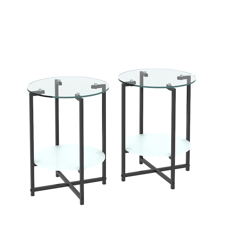 2-Piece Set (Clear) Tempered Glass End Table
