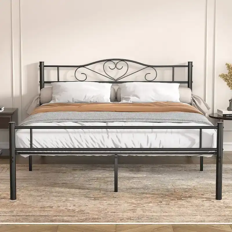 Javlergo Metal Platform Bed Frame with Modern Headboard, No Box Spring Needed