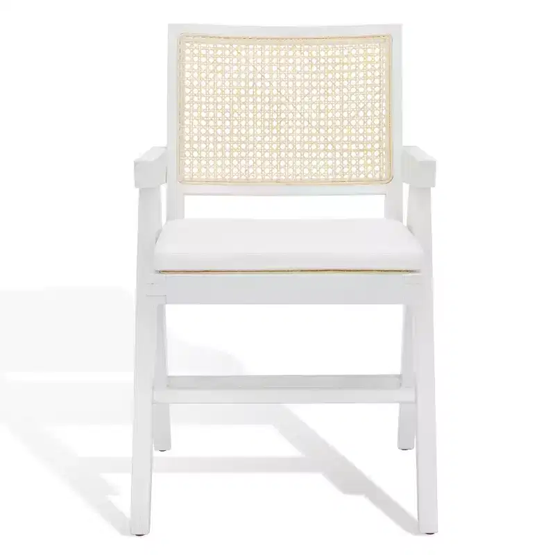 Colette Rattan Arm Chair - SFV4136 - White/Natural - Safavieh Couture