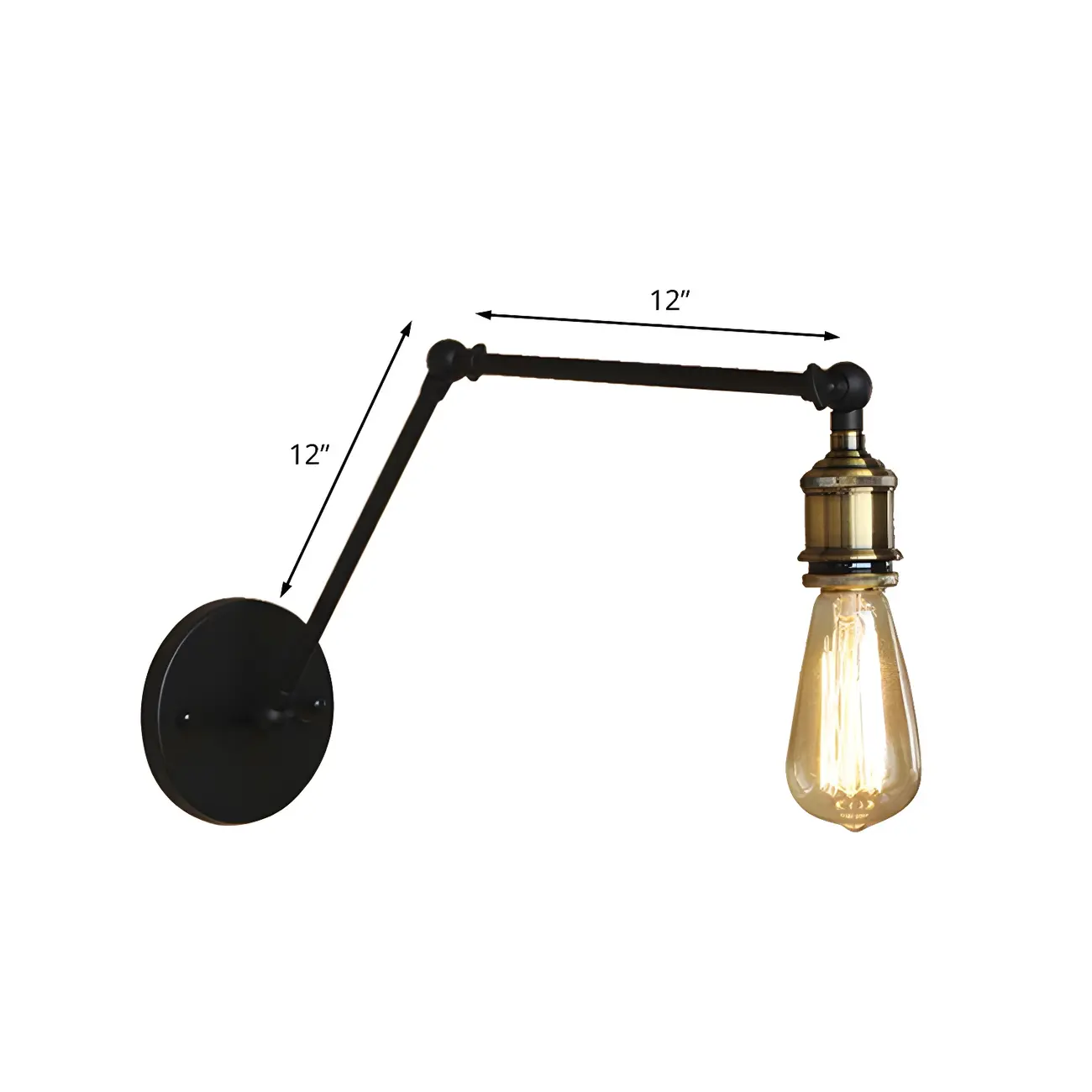 Industrial Open Bulb Swing Arm Wall Light