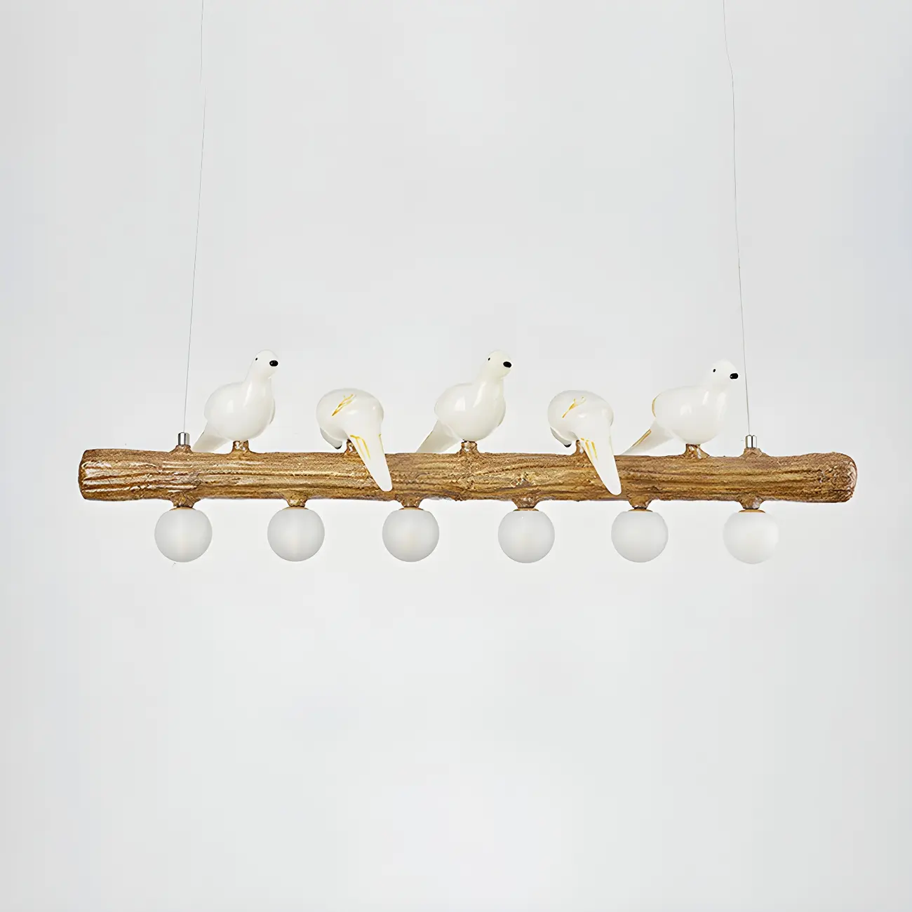 Rustic Wood LED Bird Island Chandelier