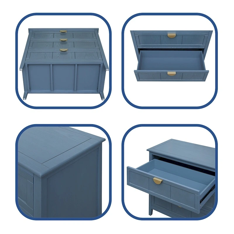 American Style Cabinet with Non-Slip Foot Pads and 3 Drawer