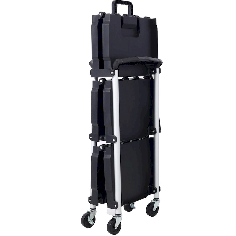 3-Tier Folding Collapsible Service Cart, 50 Lb Load Capacity per Shelf - 25.6Lx15.4Wx32.7H