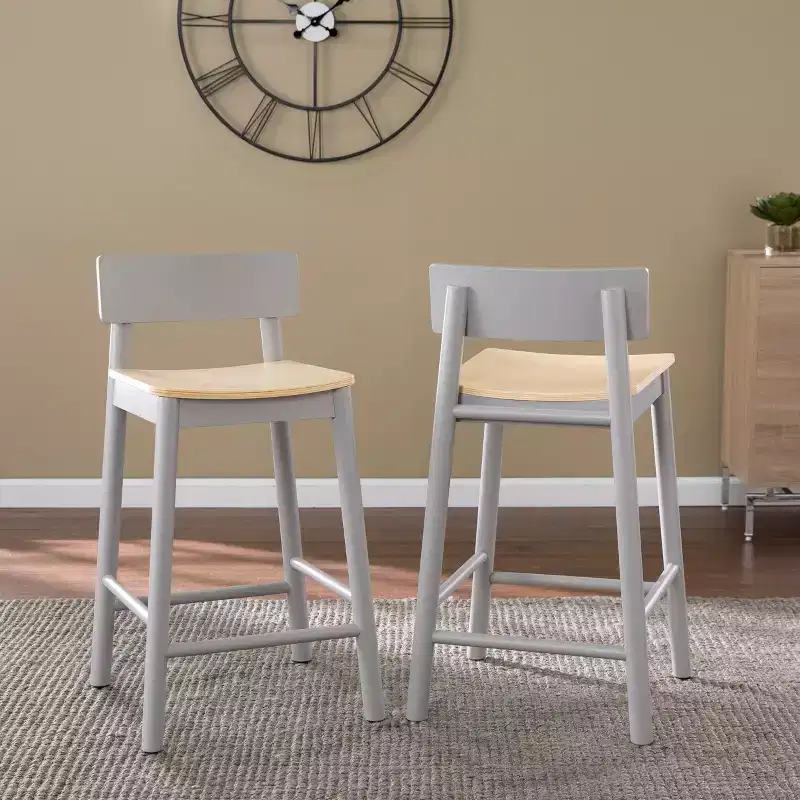 Claxby 33.5 Two-Tone Counter Stools - (Set Of 2) - Grey - SEI