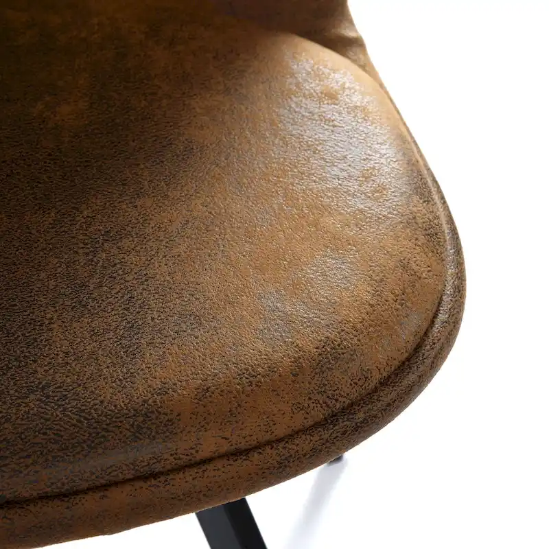 Dining Chair Set of 4 Suede Fabric Side Seating with Black Metal Legs