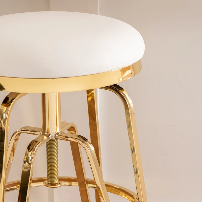 Aimes Metal and Faux Leather Adjustable Backless Stool