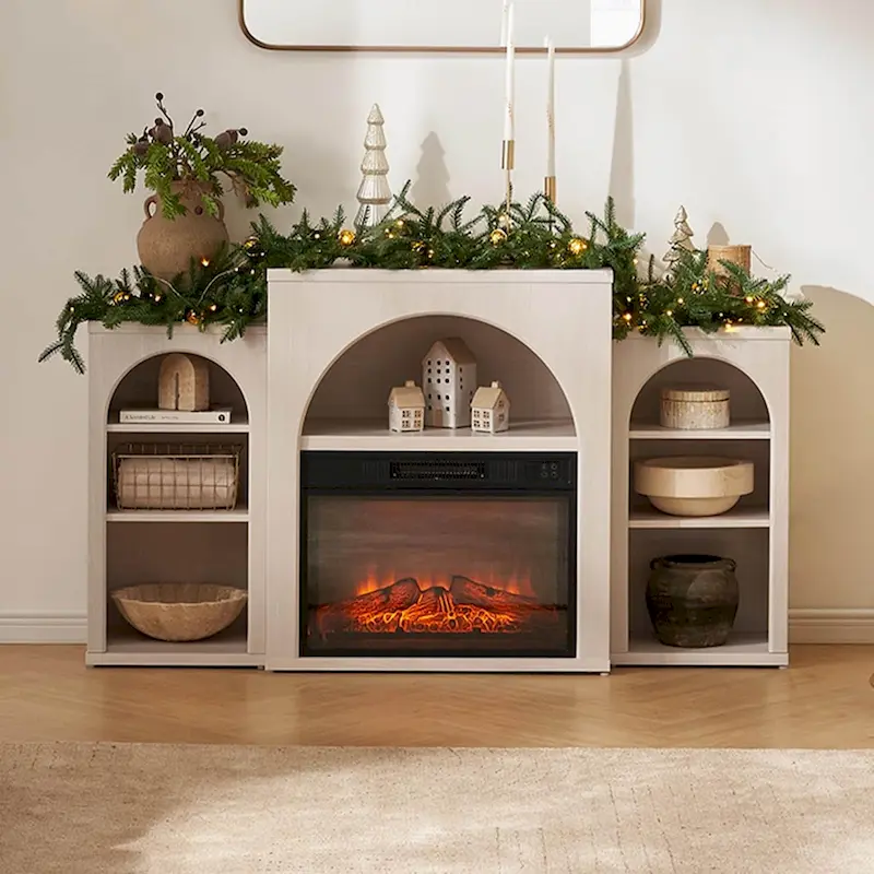 Electric Fireplace Mantel TV Stand with Storage