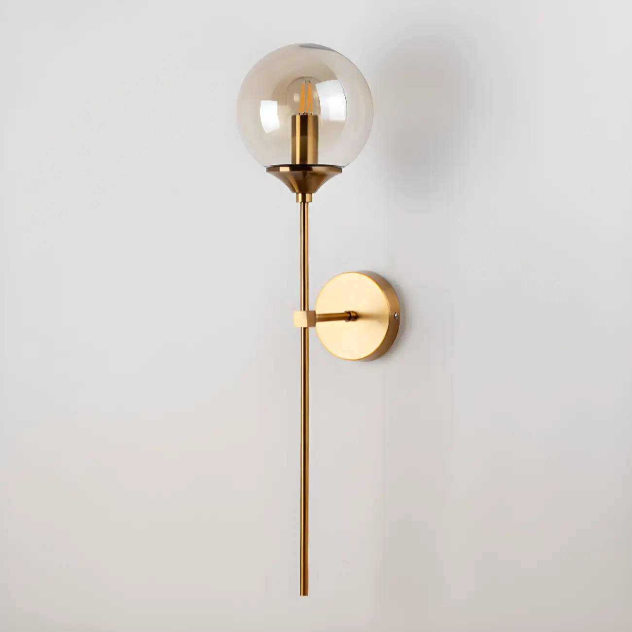 Modern Grey Glass Globe Metal Wall Sconce