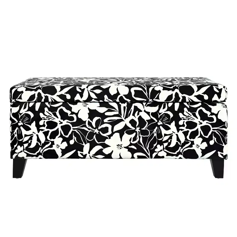 Christopher Knight Home Madison Contemporary Wood Upholstered Rectangle Storage Ottoman with Floral Pattern