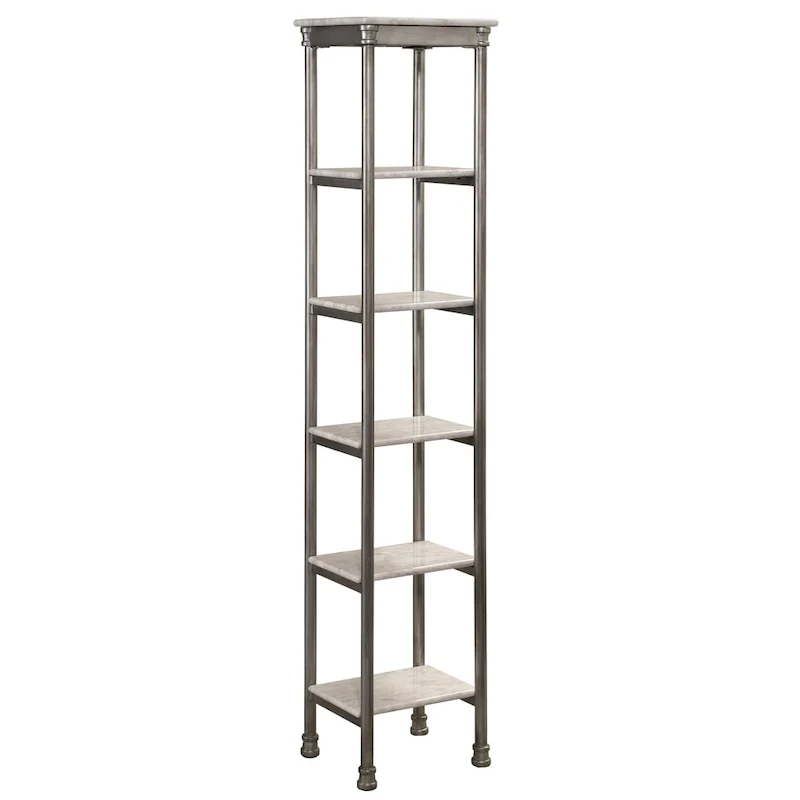 Grey / Faux Marble 6-Tier Metal Storage Tower – Contemporary Style, Single Use