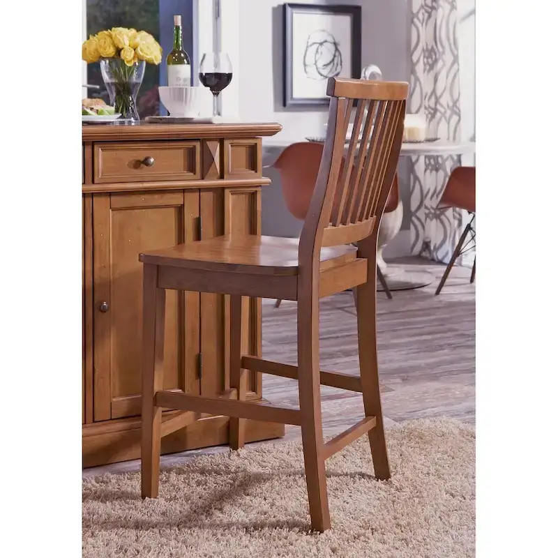 Counter Stool with Oak Finish and Contoured Seat