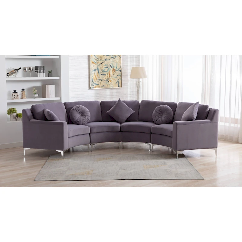 136  Velvet Semicircle couch Modular Curve Sectional Sofa