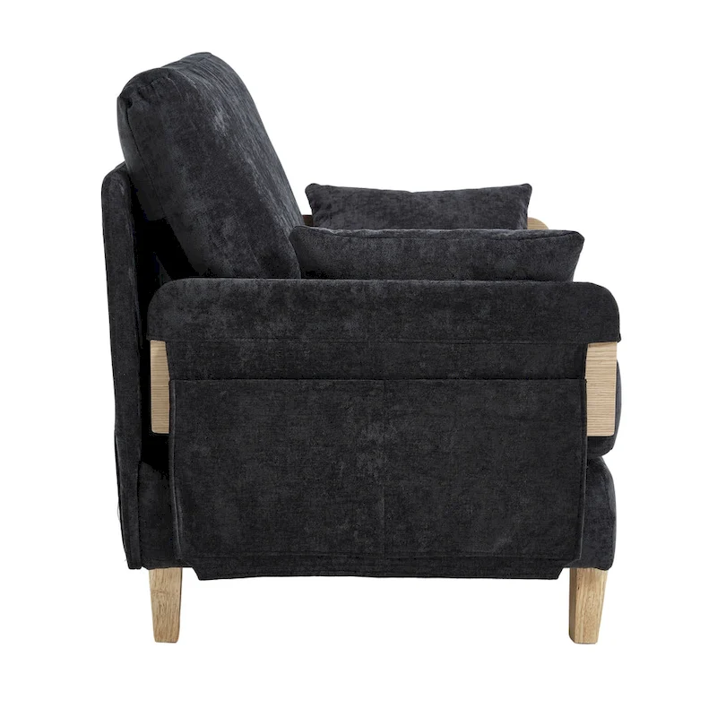 Chenille Upholstered 3-in-1 Convertible Sleeper Foldable Sofa Bed Recliner Chair with 3 Pillows