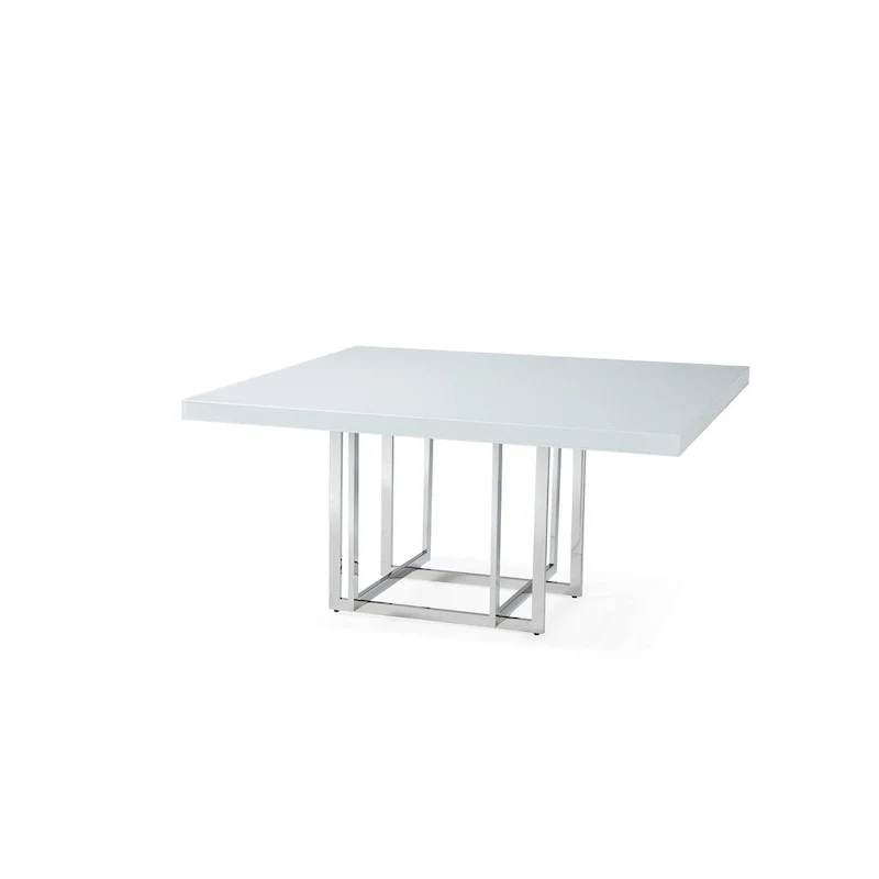 Square White Lacquer Tabletop with Medal Base