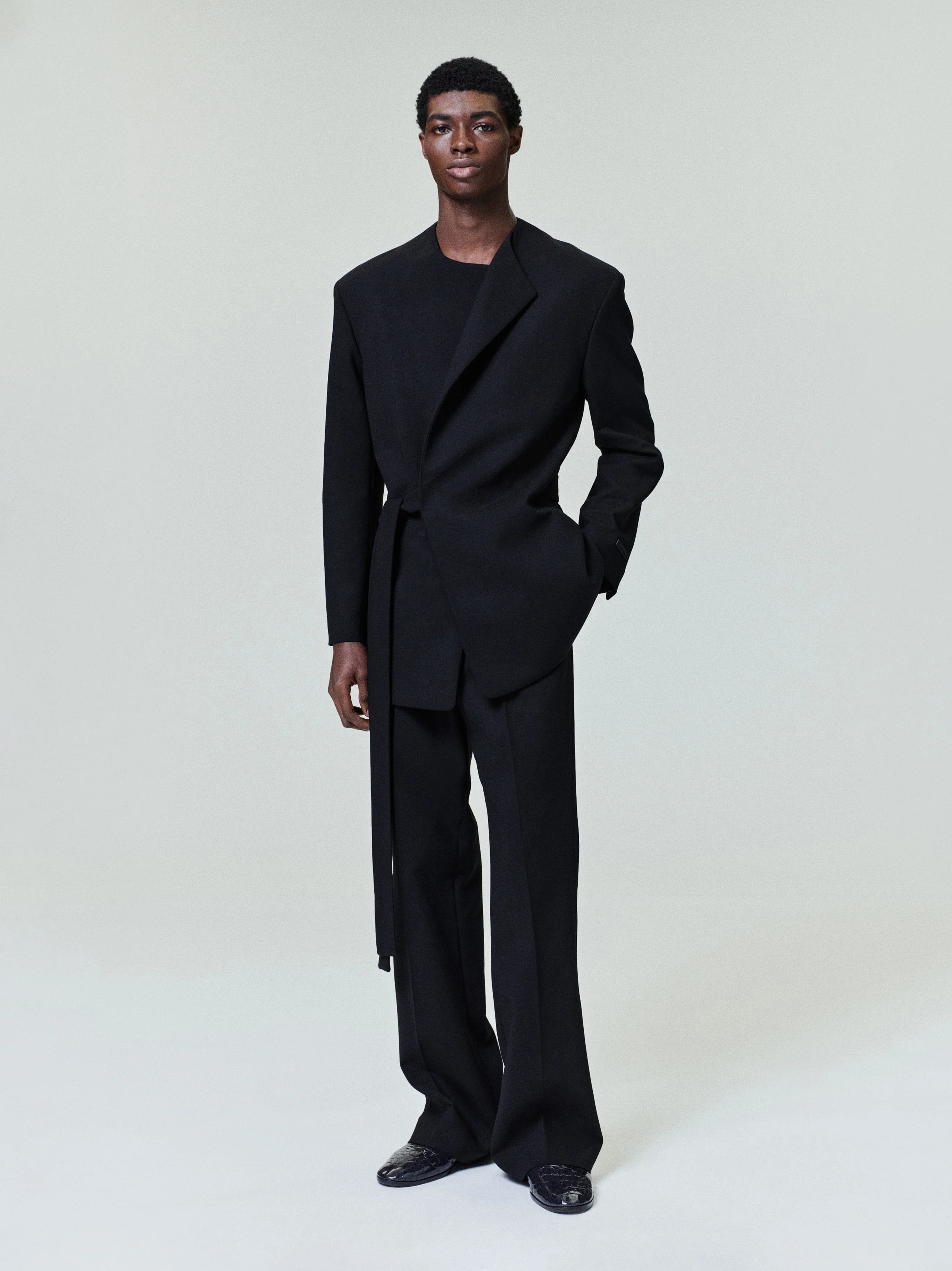 Double Weave Wool Crewneck Jacket