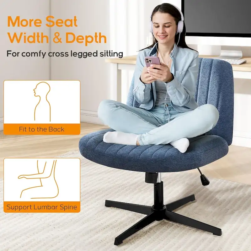 Office Desk Chair - Armless - Swivel with Wheels