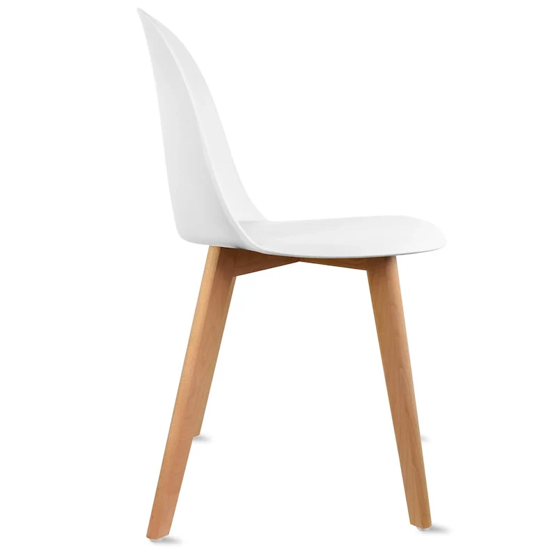 Set of 2 Plastic Dining Side Chairs with Wood Base