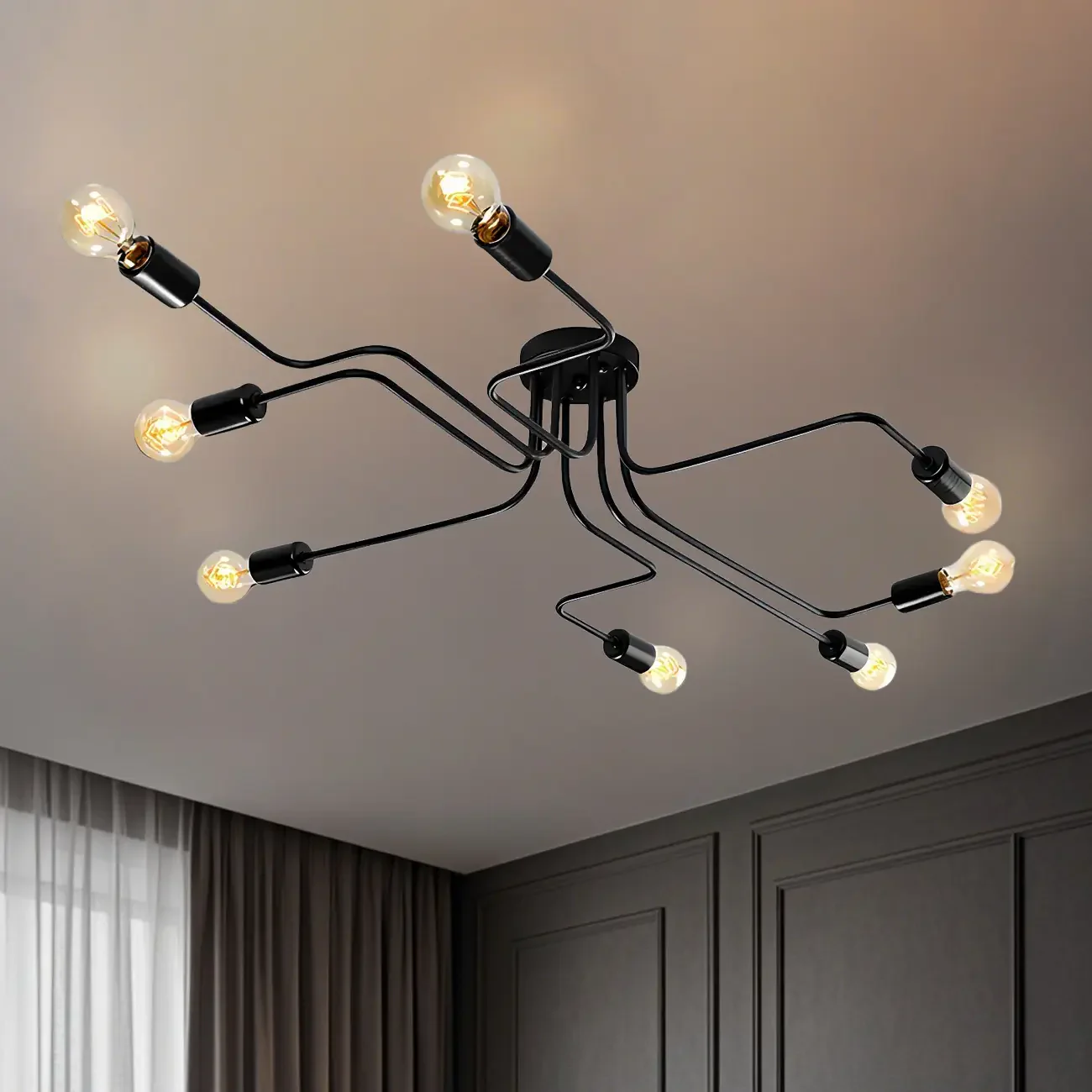 Industrial Branch Metal Semi Flush Ceiling Light