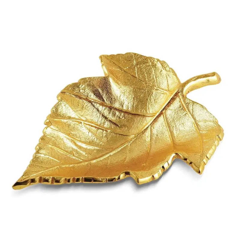 Curata Small Gold-Tone Aluminum Maple Leaf Tray