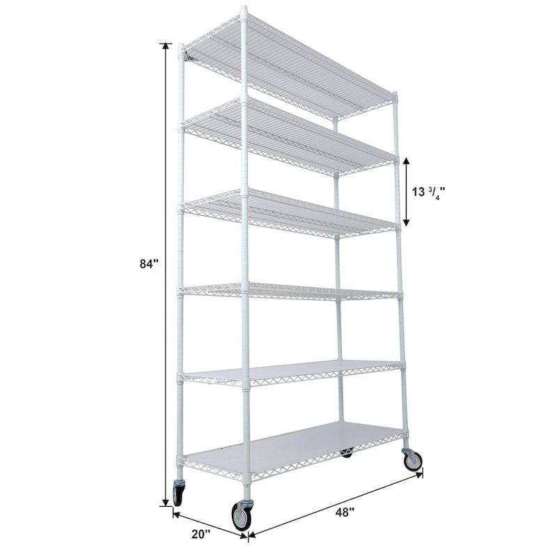 6-Tier Multifunctional Adjustable Shelf with Wheels, 6000LBS Capacity