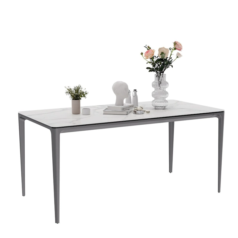 Luxurious Italian Marble Dining Table Sintered Stone Top Rectangular - 61.81x11.42x11.81 inch