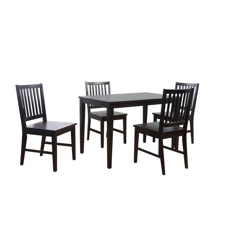Solid Rubberwood Slat Back Dining Chairs – Espresso / Black / White / Charcoal Grey