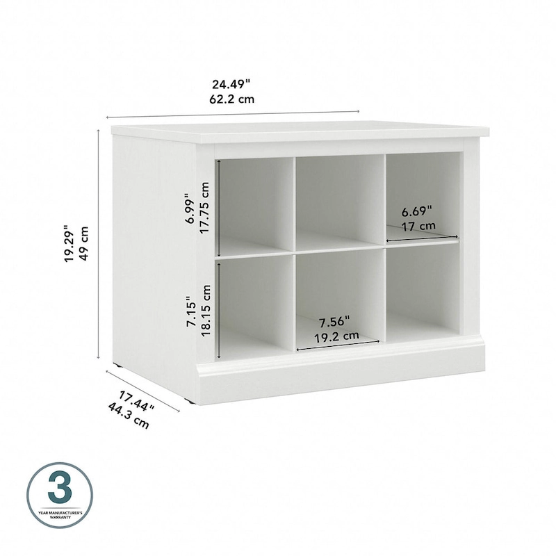 Woodland 24W Small Shoe Bench with Shelves by Bush Furniture