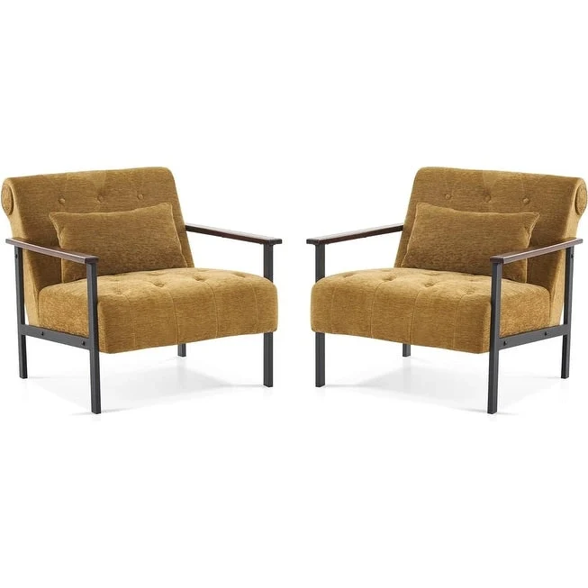 MCombo set of 2 Modern Accent, Ergonomics Lounge Chair for Living Room, Chenille, HQ417