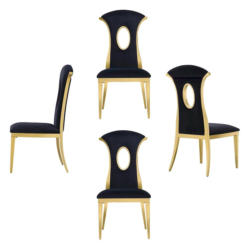 Black Velvet Dining Chair with Gold Legs, Set of 2 / 4 / 6