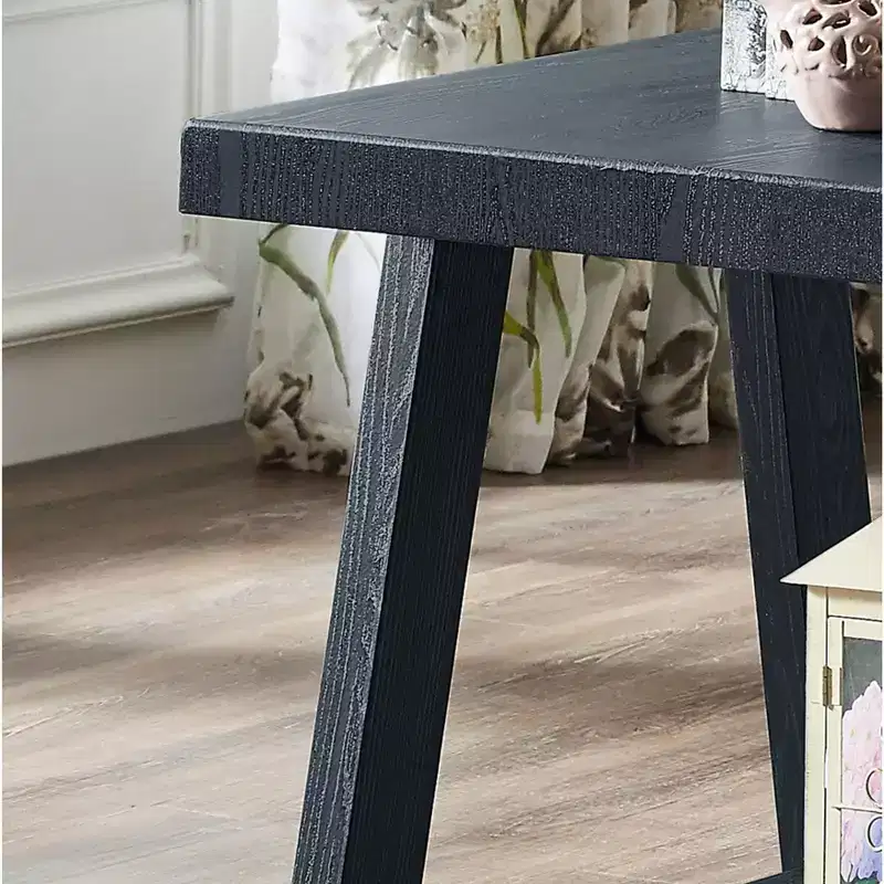Black Contemporary Single End Table with Shelf