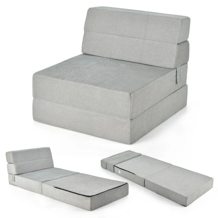 Tri-Fold Folding Chair Convertible Sleeper Bed - 75 x 28 x 6