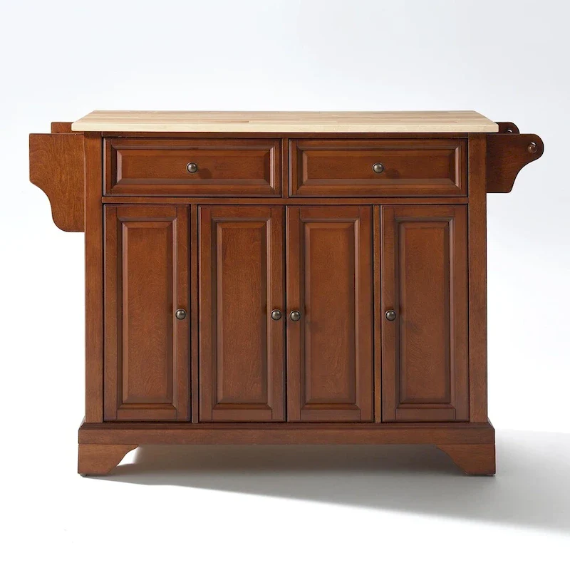 LaFayette Classic Cherry Natural Wood Top Kitchen Island - 18d x 51.5w x 36h