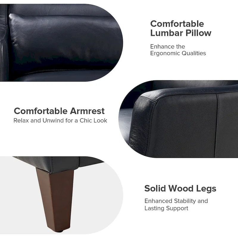 Erich Genuine Leather Wingback Armchair with Pillow by HULALA HOME