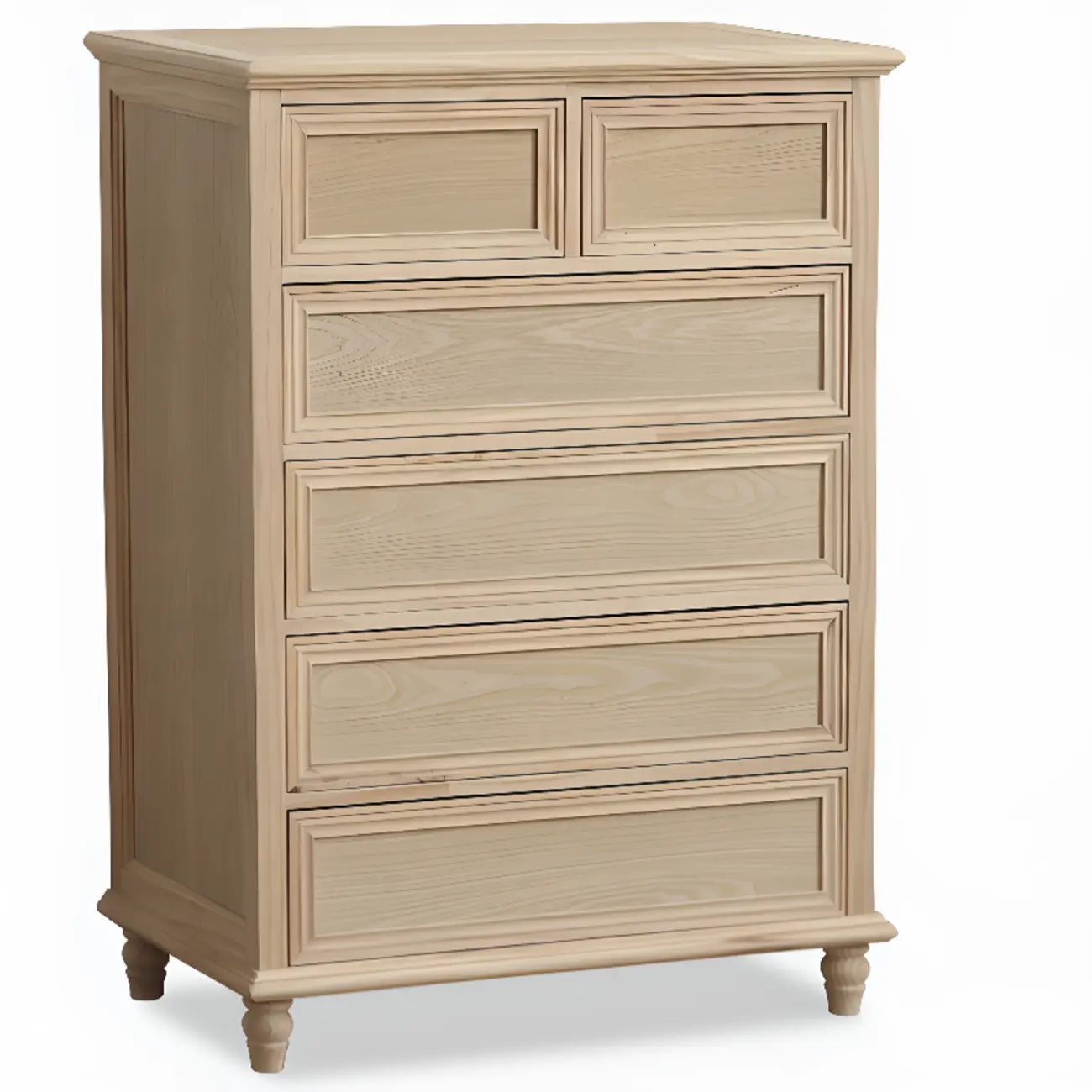 Traditional  6-Drawer White Wood Dresser