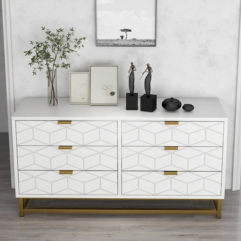 6 Drawer Dresser, with Metal Legs