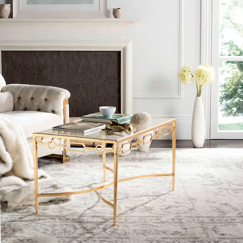 SAFAVIEH Mihaiela Gold Leaf Retro Coffee Table - 41Wx24Dx22H