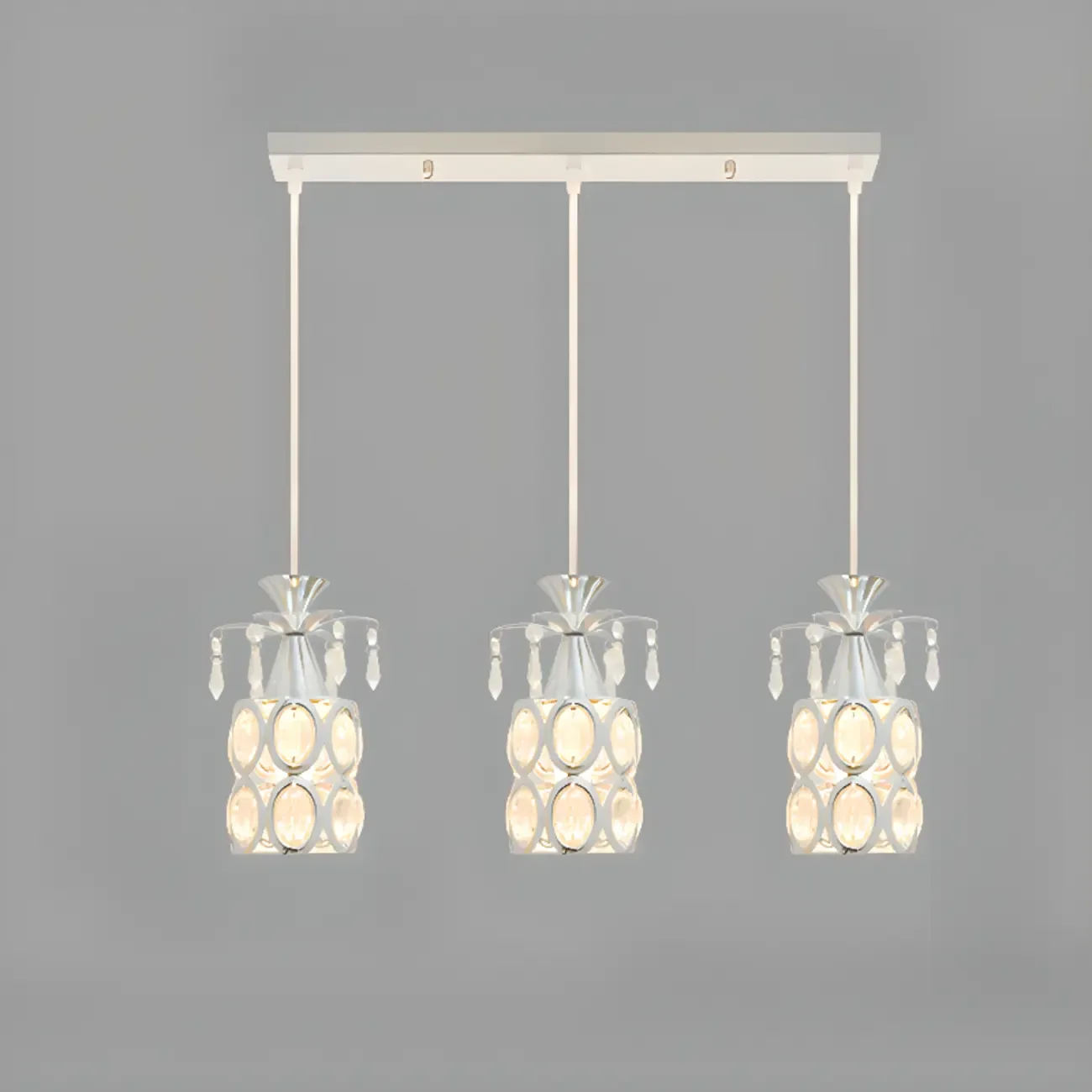 Elegant Cylinder Crystal Kitchen Island Pendant Light with Spotlight