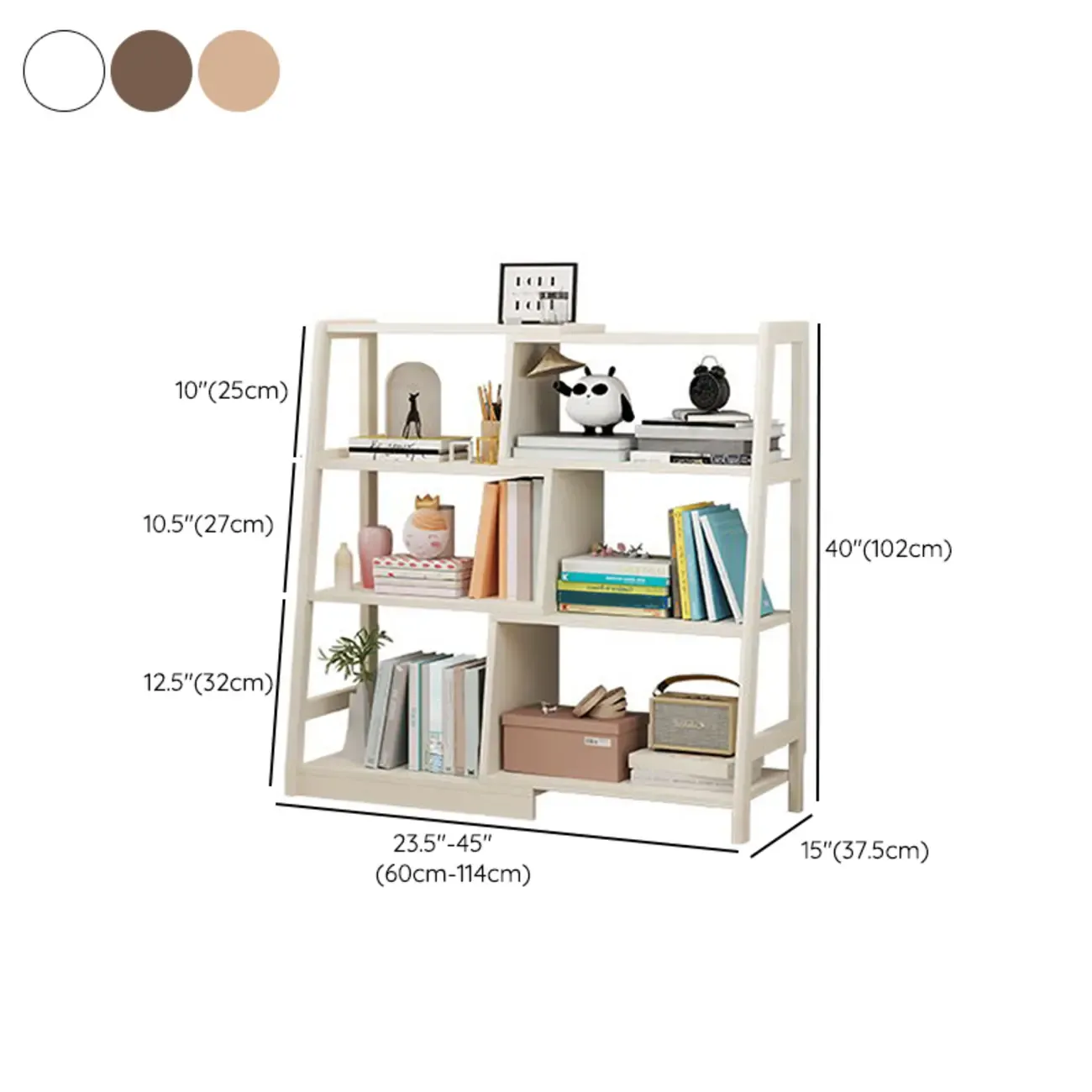 5-Tier Walnut Wooden Open Ladder Bookshelf