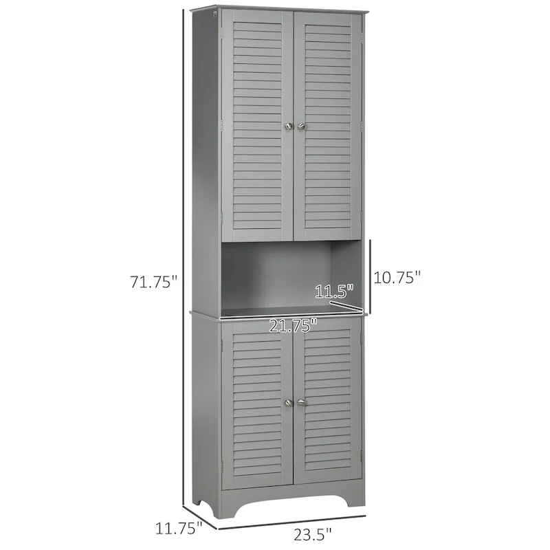 Tall Narrow Bathroom Storage Cabinet with Doors and Shelf