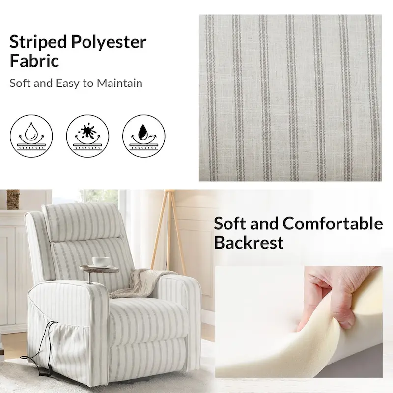 Darrell Modern Lift Assist Massage and Heating Power Recliner with Charing and Soild Wood Tray by