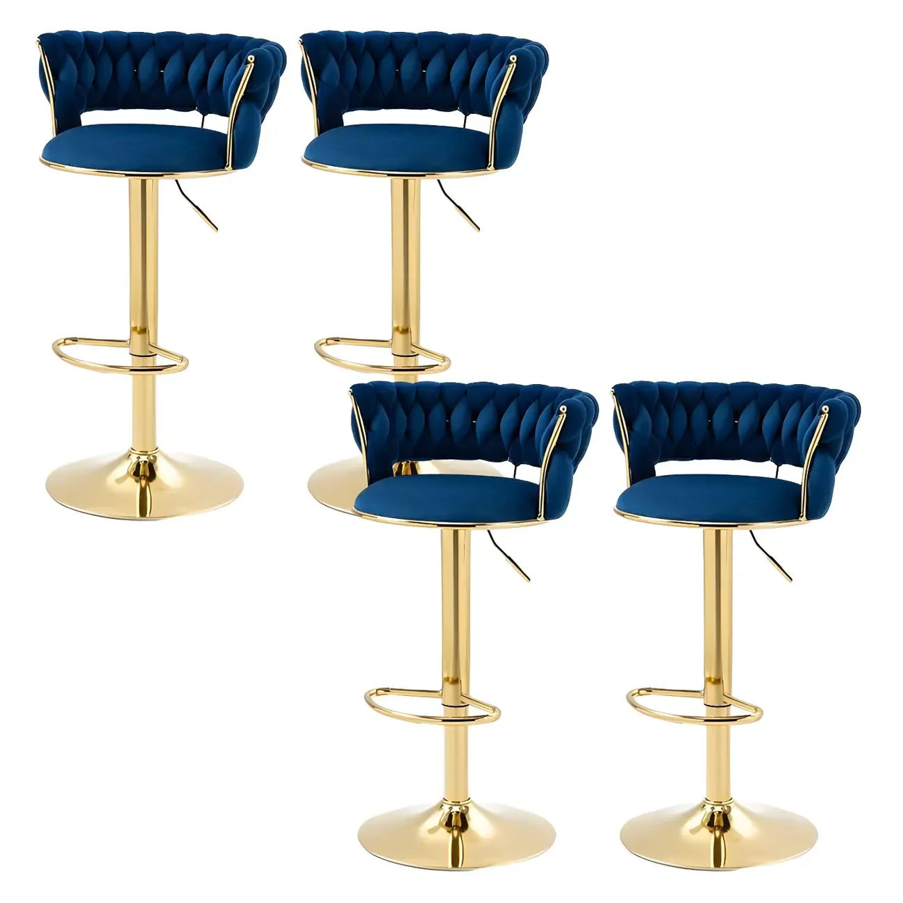 Gold Base Low Back Adjustable Swivel Bar Stool