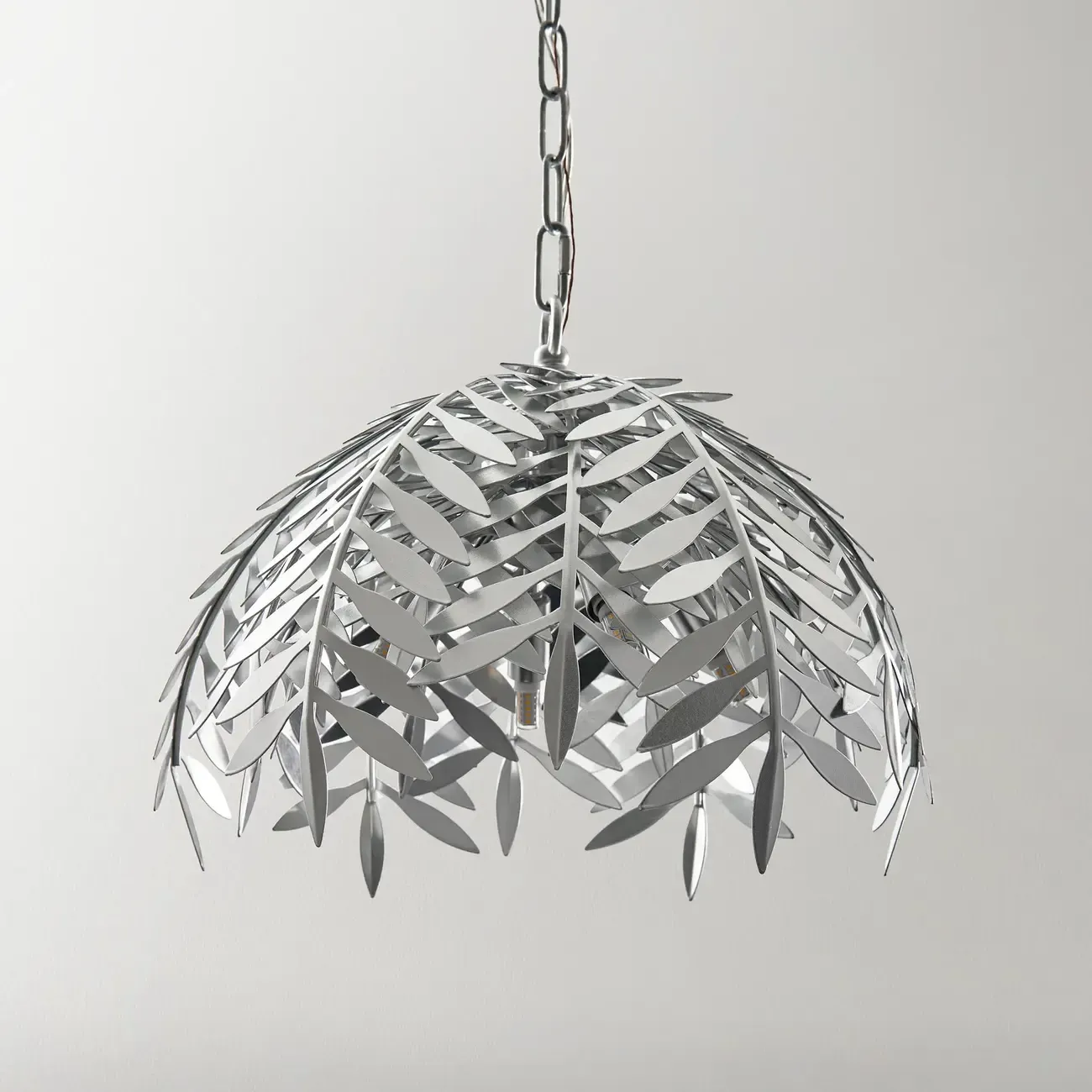 Modern Metal Silver Leaf Shape Pendant Light